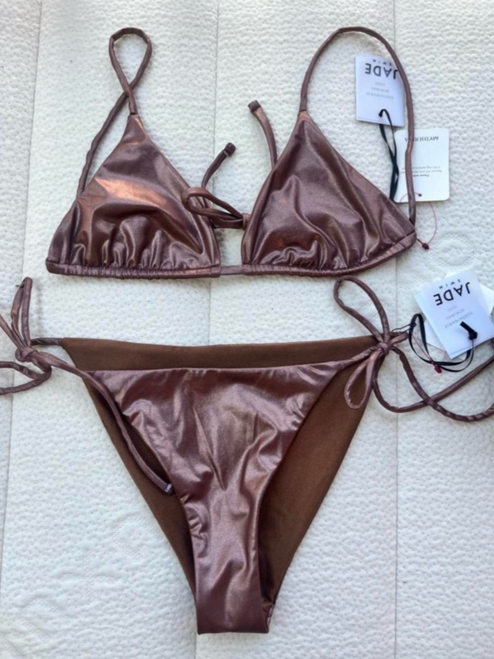 Jade Metallic Bronze Triangle String Bikini